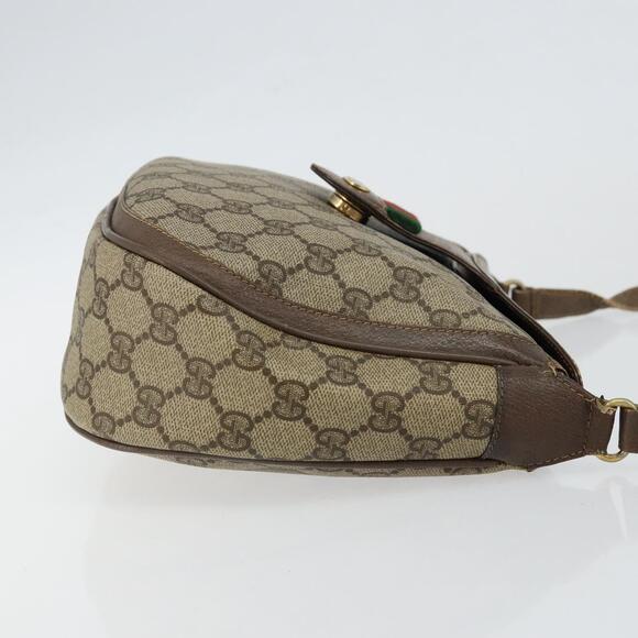 GUCCI GG Supreme Web Sherry Line Shoulder Bag Pvc Leather Beige Red - Picture 4 of 13